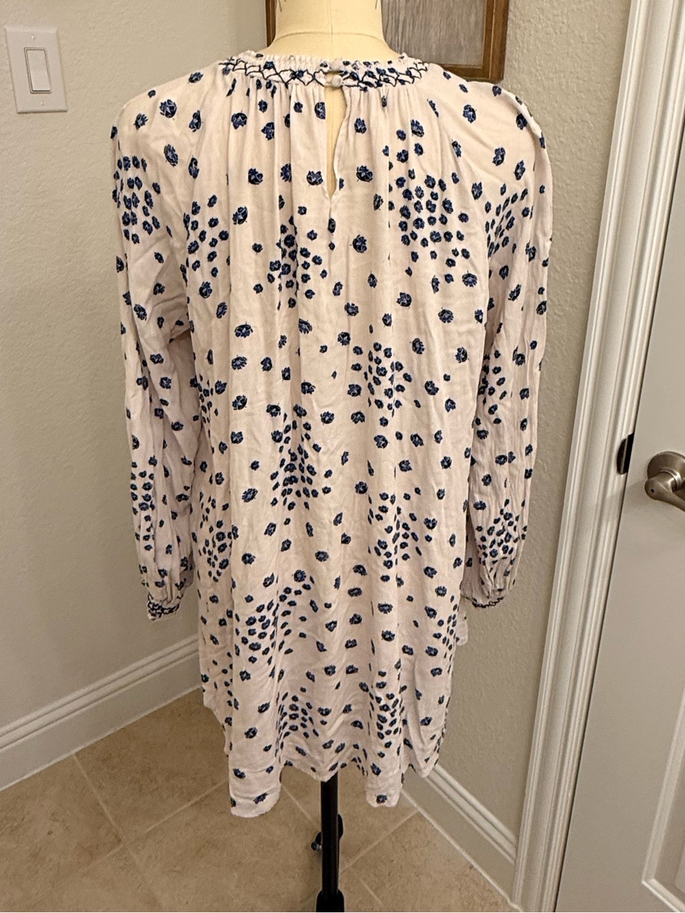 Free People Smocked tunic mini dress oversized sz XL - Picture 7 of 10